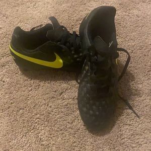 Nike Soccer Cleats Size 2 and shin guards small